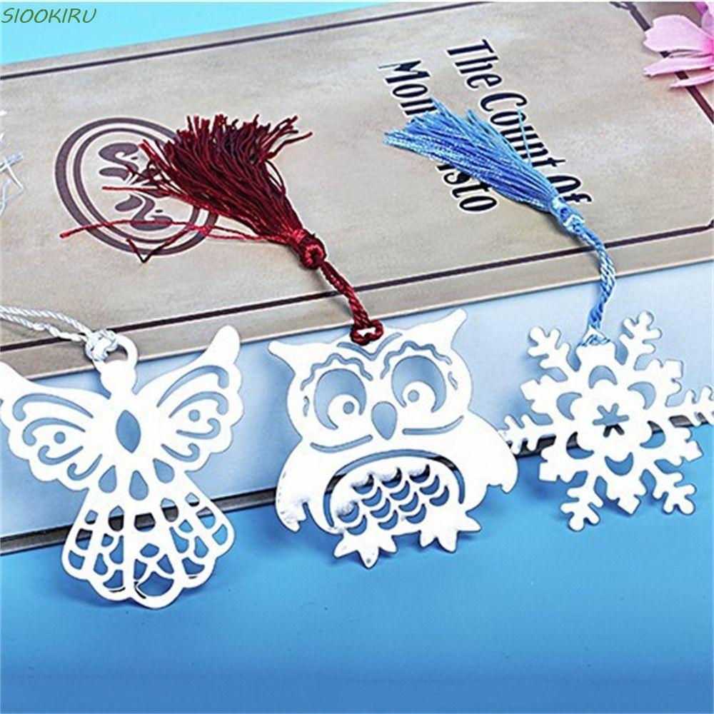 SIOOKIRU Book Marker, Music Note Love Heart Owl Book Markers, Mới Lạ Rỗng Với Tua Rua Snowfake Metal
