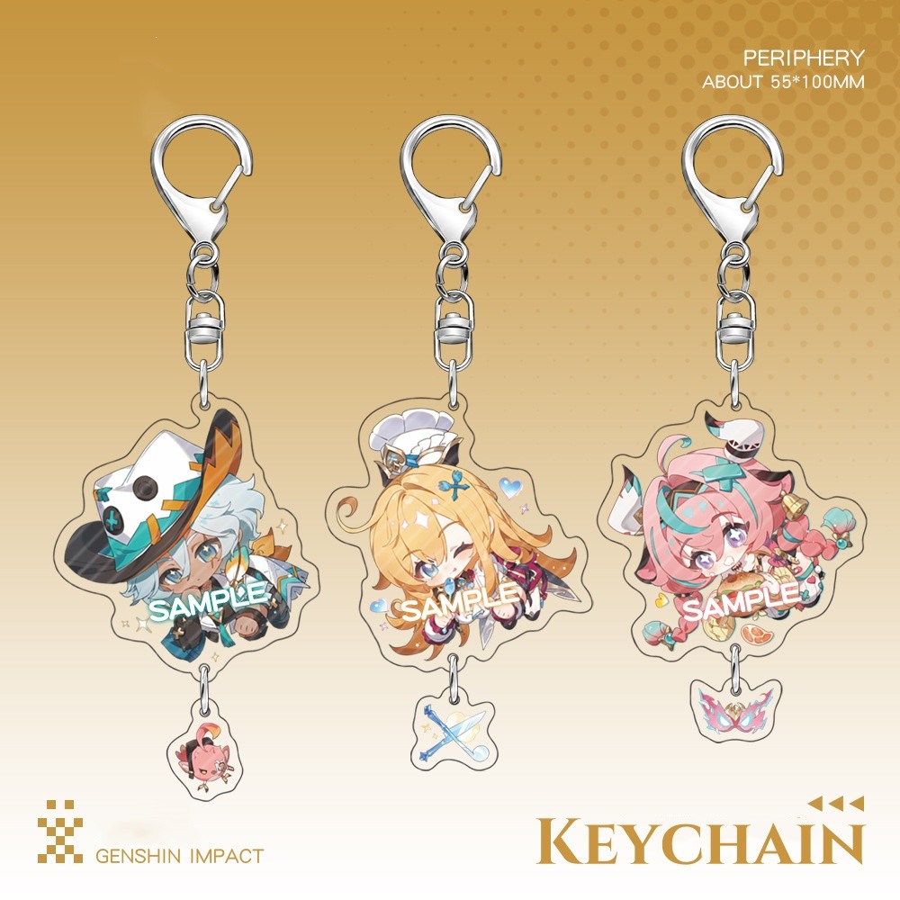 New Genshin Impact Keychain Cute Cartoon Anime Escoffier Varesa Ifa Pendant Key Ring Backpack Jewelr