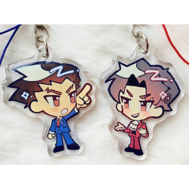 Ace Attorney | Phoenix Wright & Miles Edgeworth | 2" Cute Chibi Acrylic Phone Charm Mini