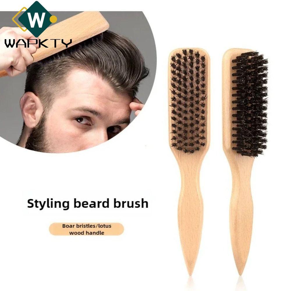 WAPKTY Slick Back Hair Brush, Backcombing Design Teasing Function Boar Bristle Hair Brush, Wood Smoo