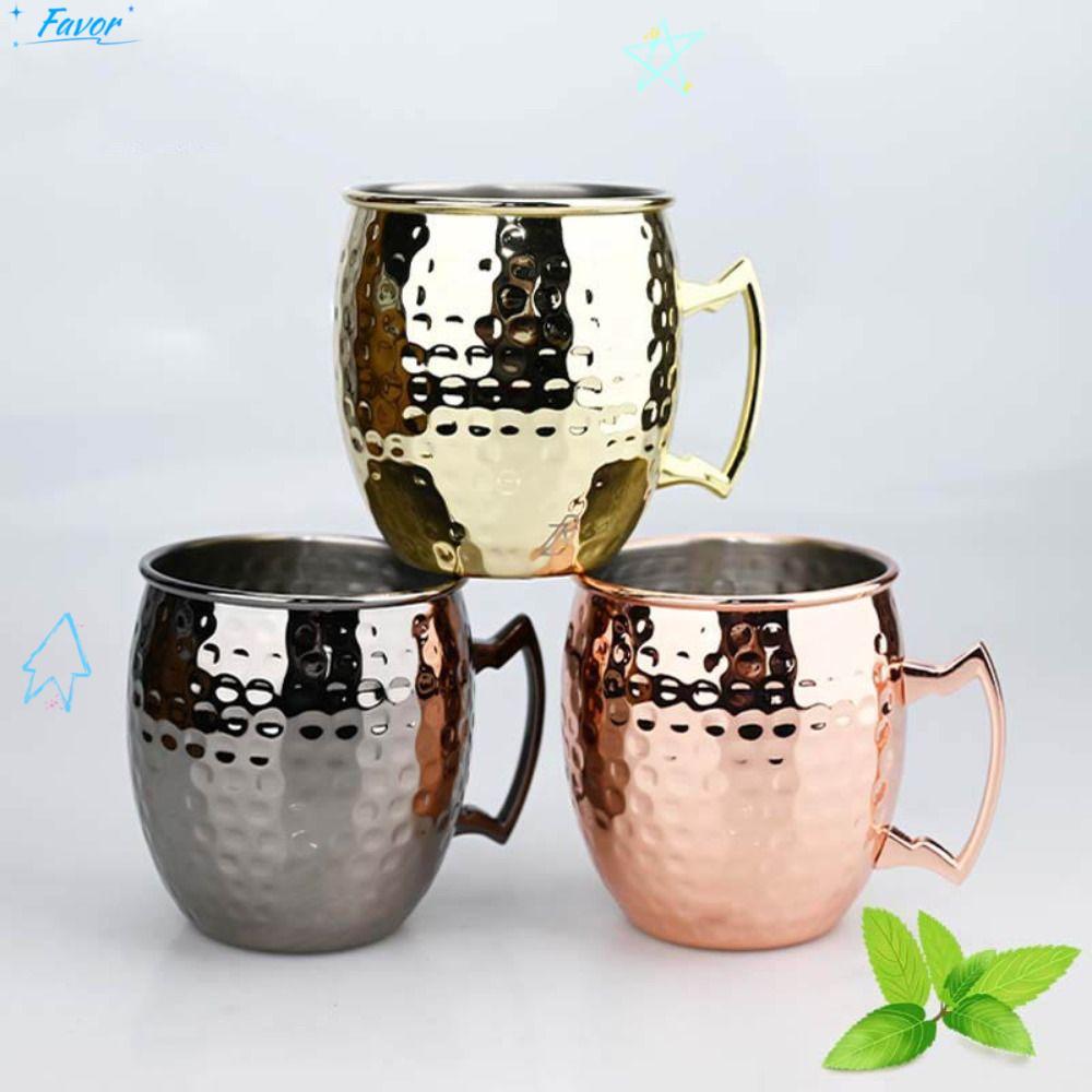 FAVOR Hammer Point Cup, 500ml Moscow Mule Mug Cup, có tay cầm đinh tán chắc chắn Thủ công dày chải n