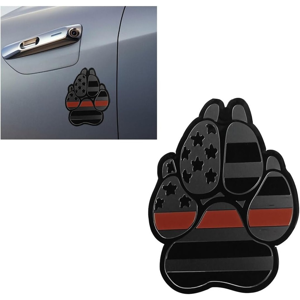 Biểu tượng ô tô cờ chó Paw của Mỹ, Nhãn dán chắn bùn ô tô 3D kim loại K9 Unit, Phụ kiện trang trí xe