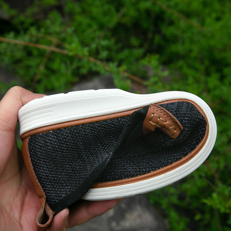 2025 Da Khâu Nam Loafers PU Chống Trơn Trượt Giày Công Sở Ou Size 45 Thoáng Khí Thoải Mái LYAJIE2632