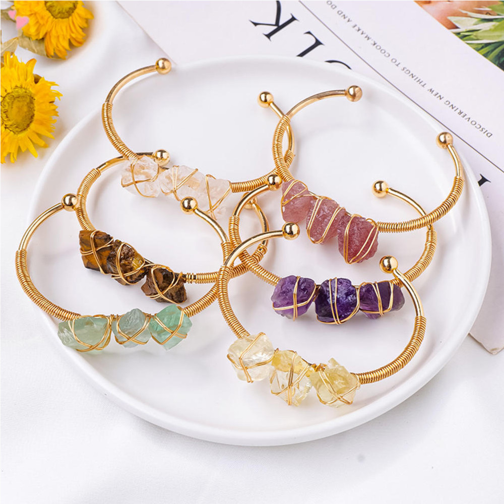 Vòng tay pha lê thô với đá tự nhiên - Style boho