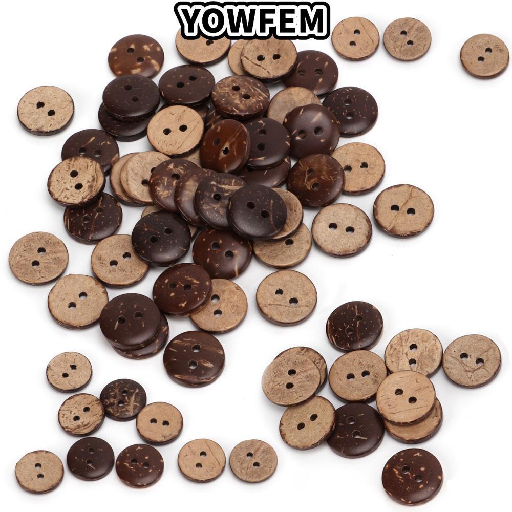 YOWFEM 200 Nút Gỗ, Nút Vỏ Dừa Nâu Tinh Tế, Dừa May Gỗ 2 Lỗ Nút May Quần Áo Trang Trí
