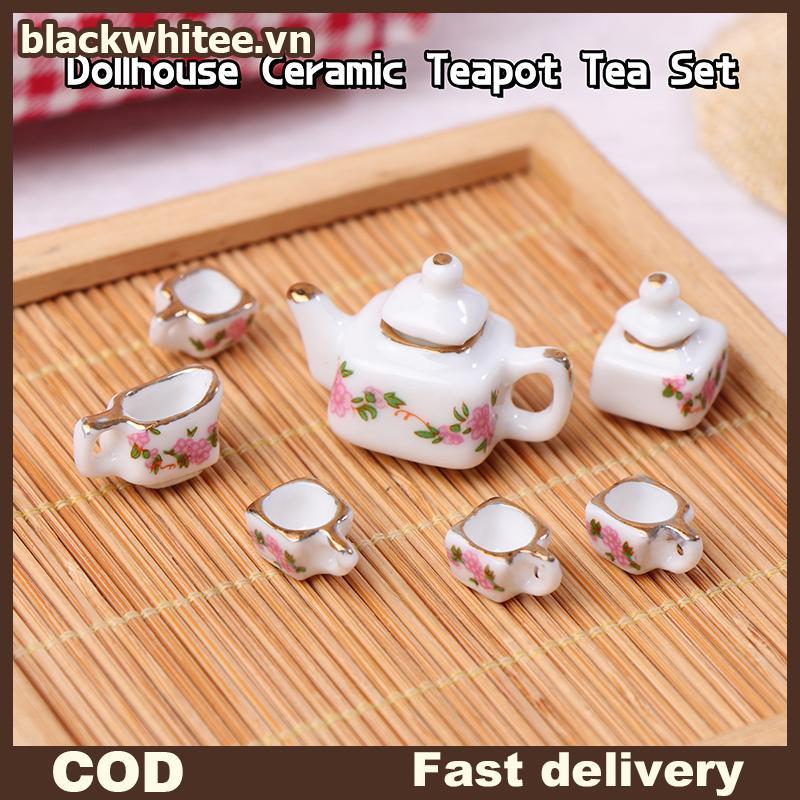 BWHTE 1 Bộ 1: 12 Nhà Búp Bê Mini Gốm Sứ Ấm Trà Mini Gốm Kungfu Bộ Trà Ấm Siêu Tốc Cốc Bộ Đồ Ăn Mô Hì
