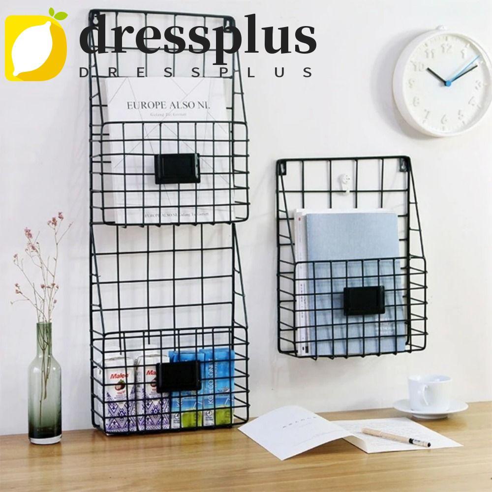DRESSPLUS Magazine File Holder, Hộp đựng thư lưới kim loại treo tường, Tấm nhãn tay cầm kinh tế Giỏ 