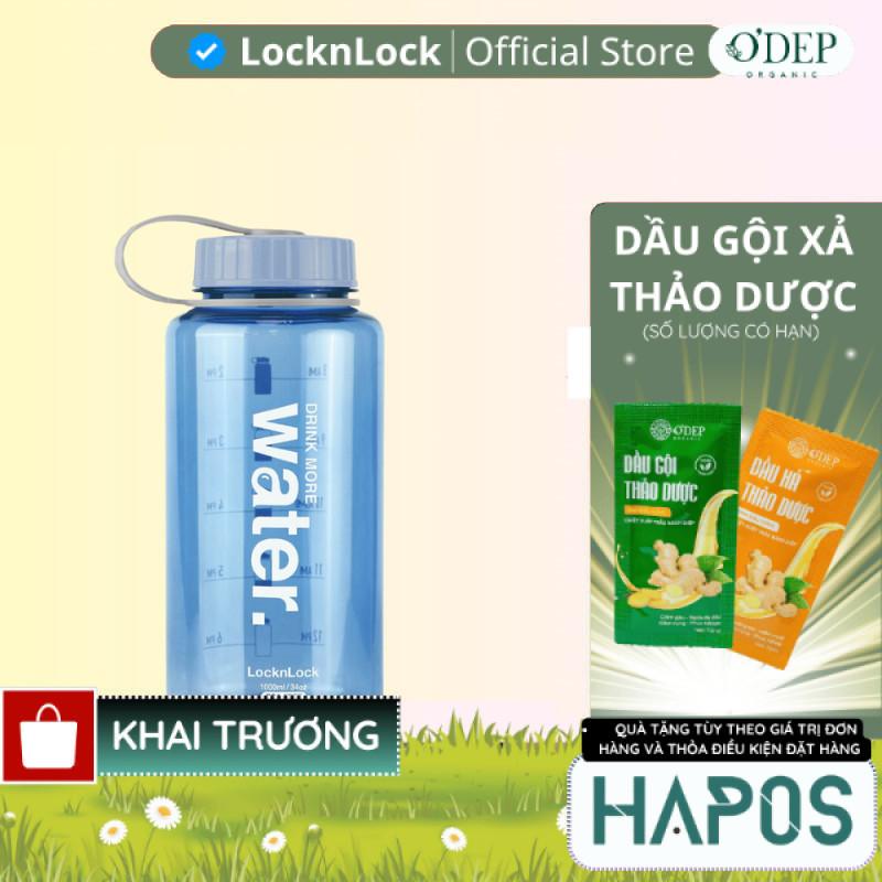 Bình nước LocknLock Helper Bottle 1L - Màu xanh dương Chính hãng  ABF610NBLU - HAPOS LMK