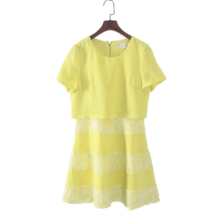 Ưu đãi đặc biệt - Bộ đếm quần áo bộ hai món mùa hè, váy ngắn tay thêu ren sang trọng 5E001