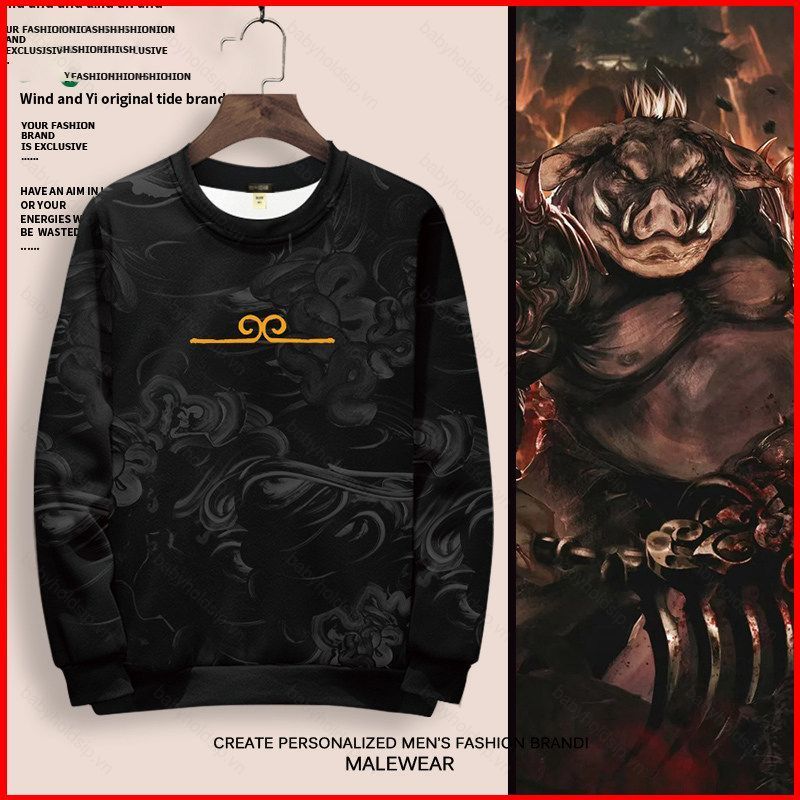 hoodie cosplay Huyền thoại Đen Ngộ Không Zhu Bajie, áo unisex dài tay