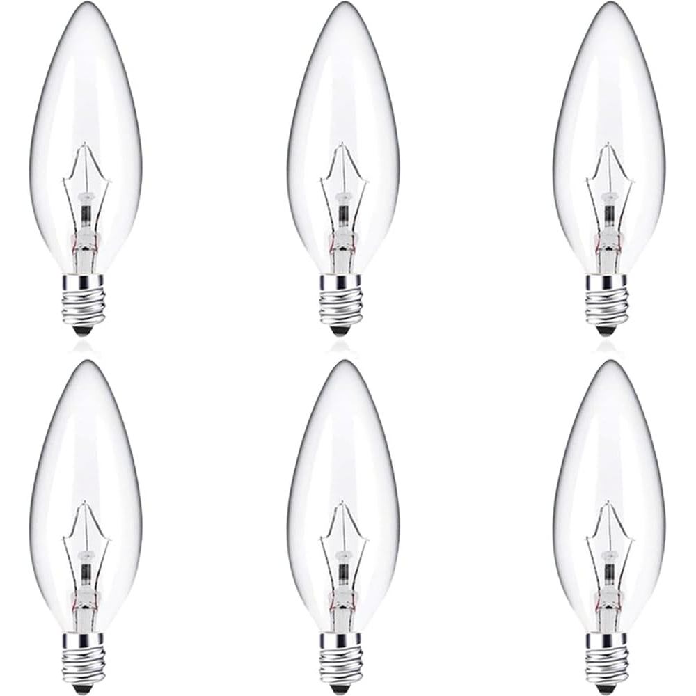 Đế nến trong suốt 60 Watt (E12) 110V _ 120V, Bóng đèn chùm sợi đốt hình ngọn lửa, có thể điều chỉnh 