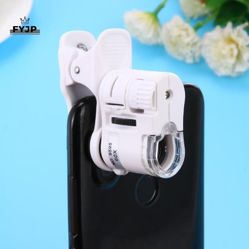Kính lúp điện thoại di động FEJP 60X Dụng cụ LED đa năng có kẹp Camera vi mô [JP]
