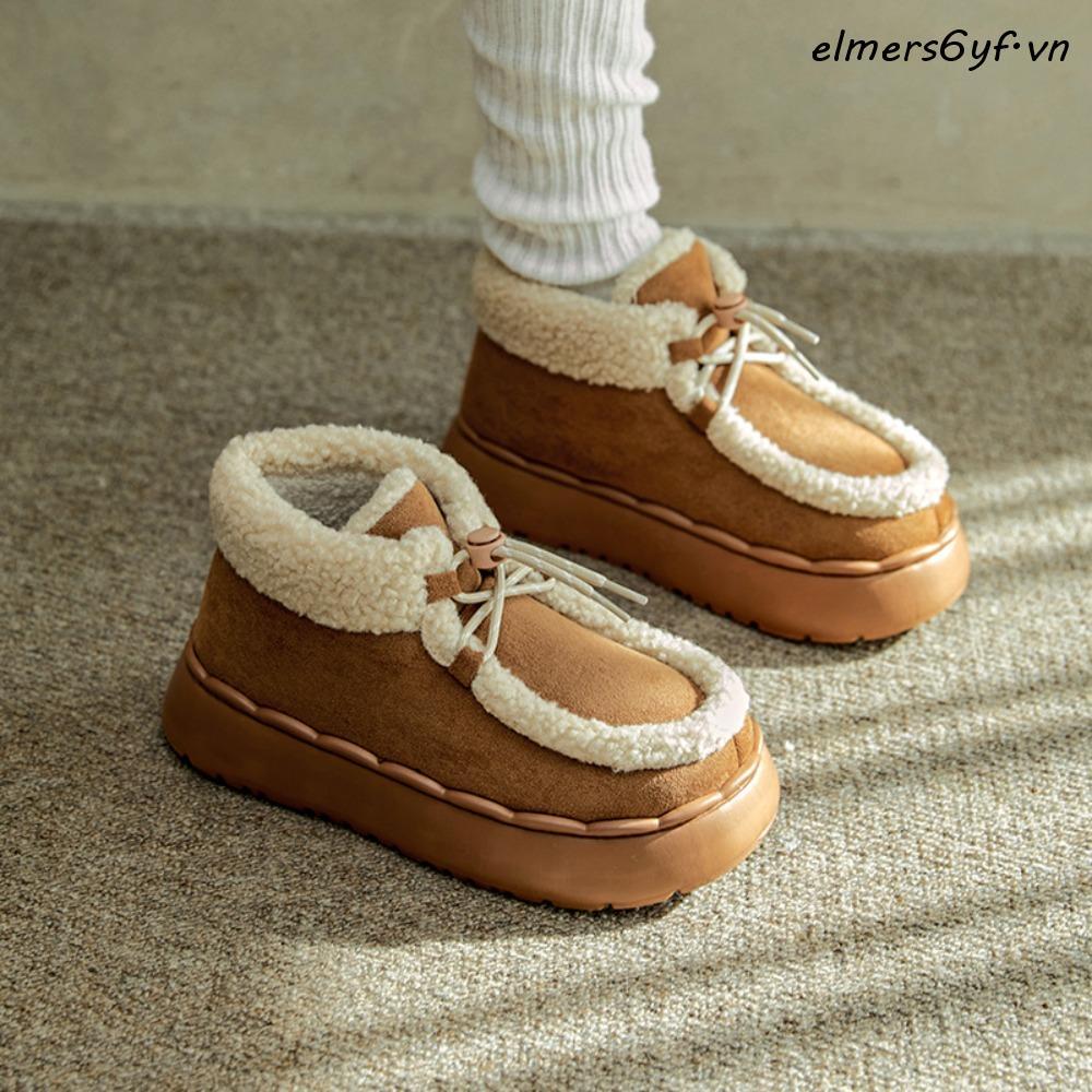 Giày bốt mắt cá chân lông ELMER, Giày bốt tuyết sang trọng chống trượt, Giày đế dày đế mềm đế dày dà