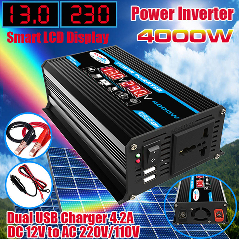 🔥Bộ chuyển nguồn 12v-220v 4000-12000W, biến tần ô tô 4000-12000W, biến tần nguồn 12v-220v,2 cổng USB