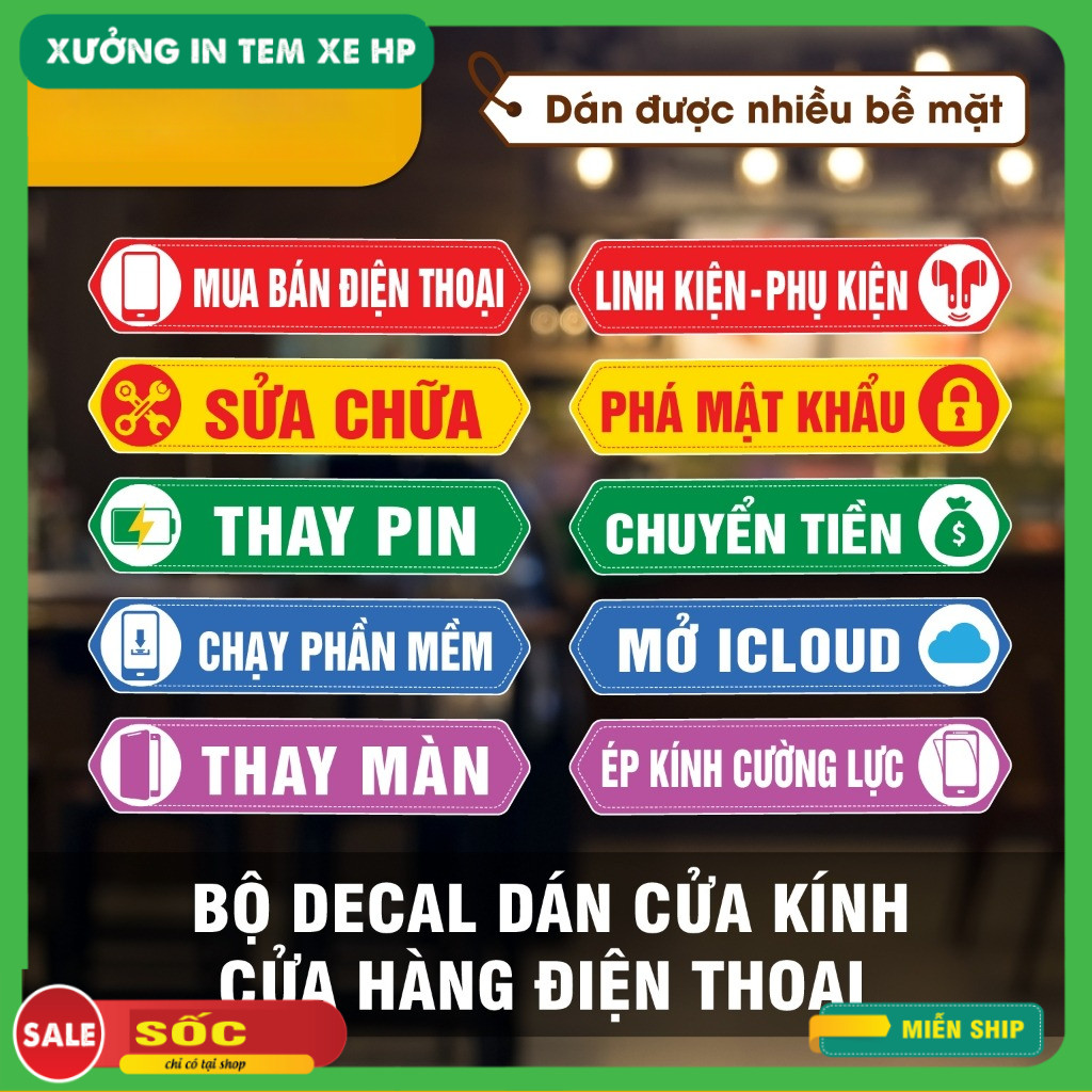 DECAL DÁN CỬA KÍNH - CỬA HÀNG ĐIỆN THOẠI - decal dán kính