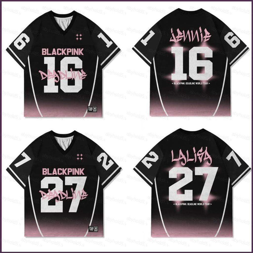 Blackpink BH5 BLACK PINK DEADLINE WORLD TOUR jersey LISA JENNIE JISOO ROSE Áo thun tay ngắn BH5