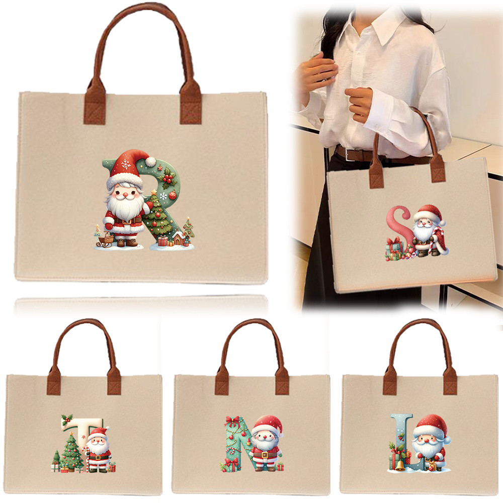 Commuter shopping bag Felt tote bag Exquisite print In stock Thickened 【Lowest price】 Large felt tot