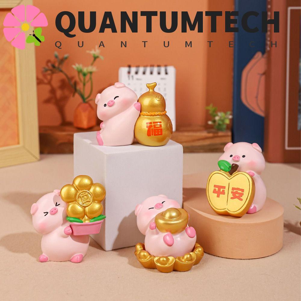 Tượng lợn may mắn QUANTUMTECH, Tượng lợn may mắn thủ công bằng nhựa dễ thương, Sáng tạo may mắn Phon