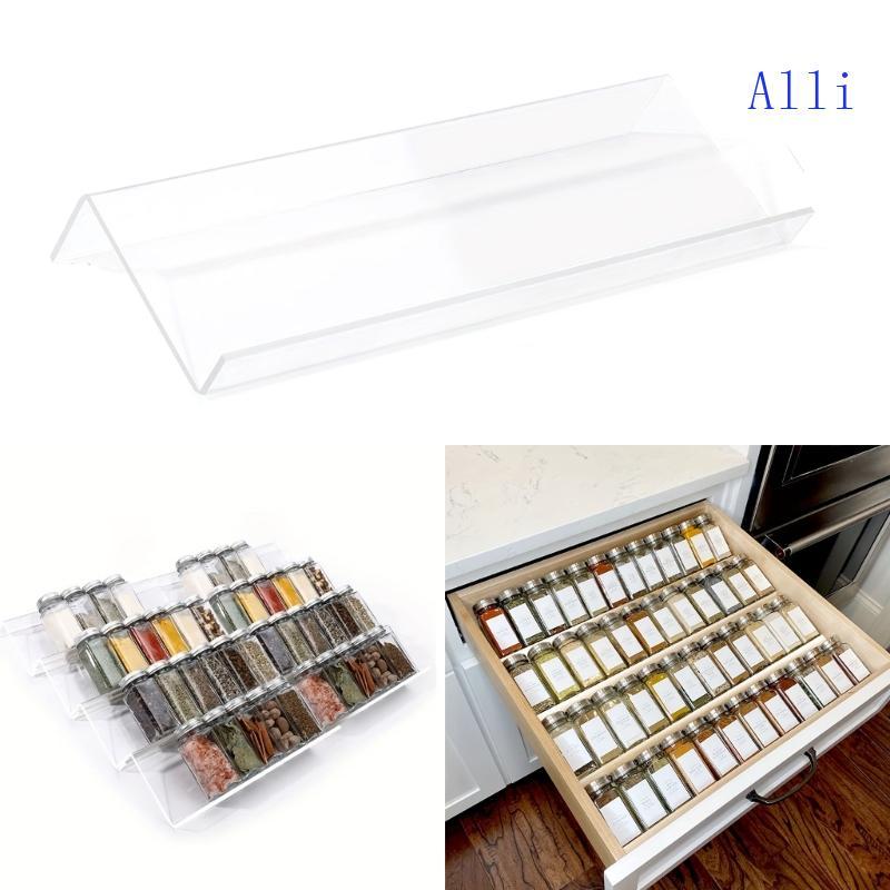 1/2xWhite Acrylic Storage Rack Tray Organize Your Kitchen Spice Drawer Organiser