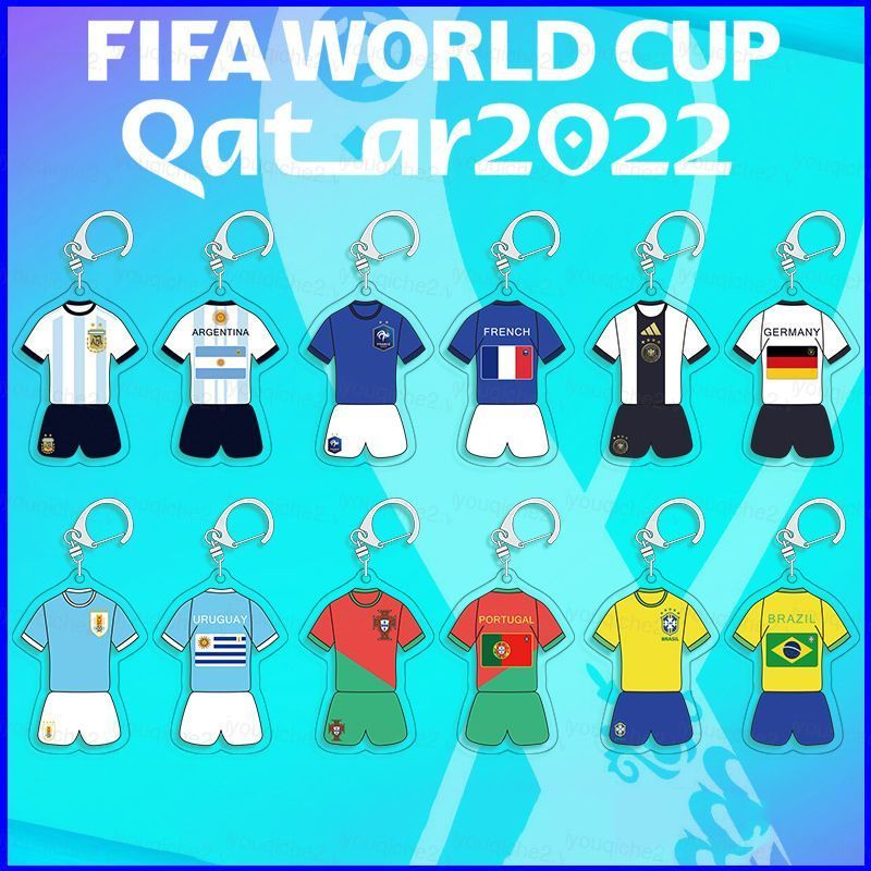 SV World Cup Qatar Đội tuyển quốc gia Jersey Acrylic Móc khóa Argentina Pháp Tây Ban Nha Brazil Đức 