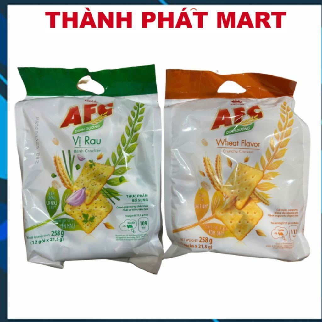 (SALE LỚN) Túi bánh AFC đủ vị 258g,Túi bánh quy dinh dưỡng AFC 258g đủ vị, bánh AFC túi vị lúa mỳ,ra