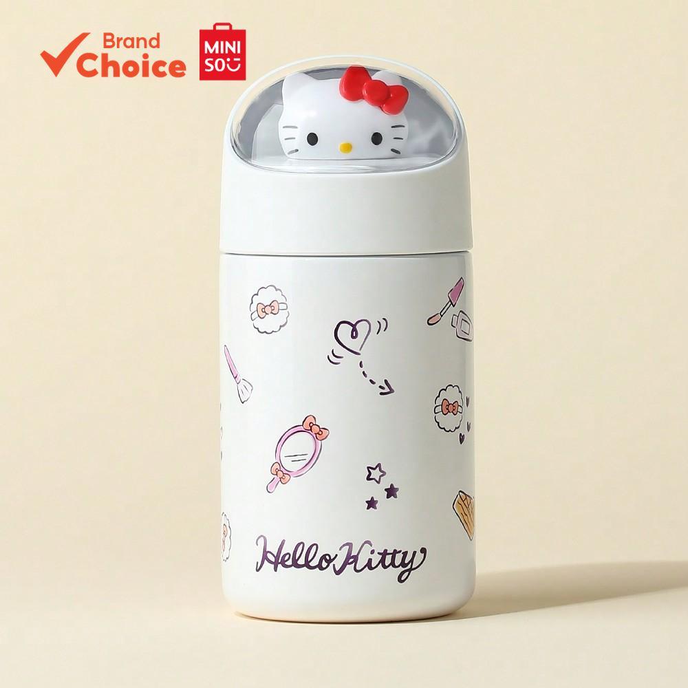 MINISO Sanrio Hello Kitty bình giữ nhiệt trắng | nhồi bông giữ ấm 280ml 7cm×16cm, phù hợp vớ