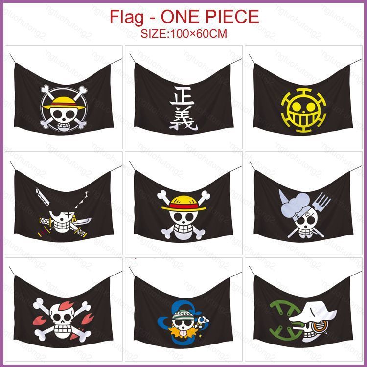 HT2 ONE PIECE Cờ Anime Biểu Ngữ Luffy Zoro Cosplay Treo Cờ Poster Trang Trí Nhà Tiệc Halloween TH2