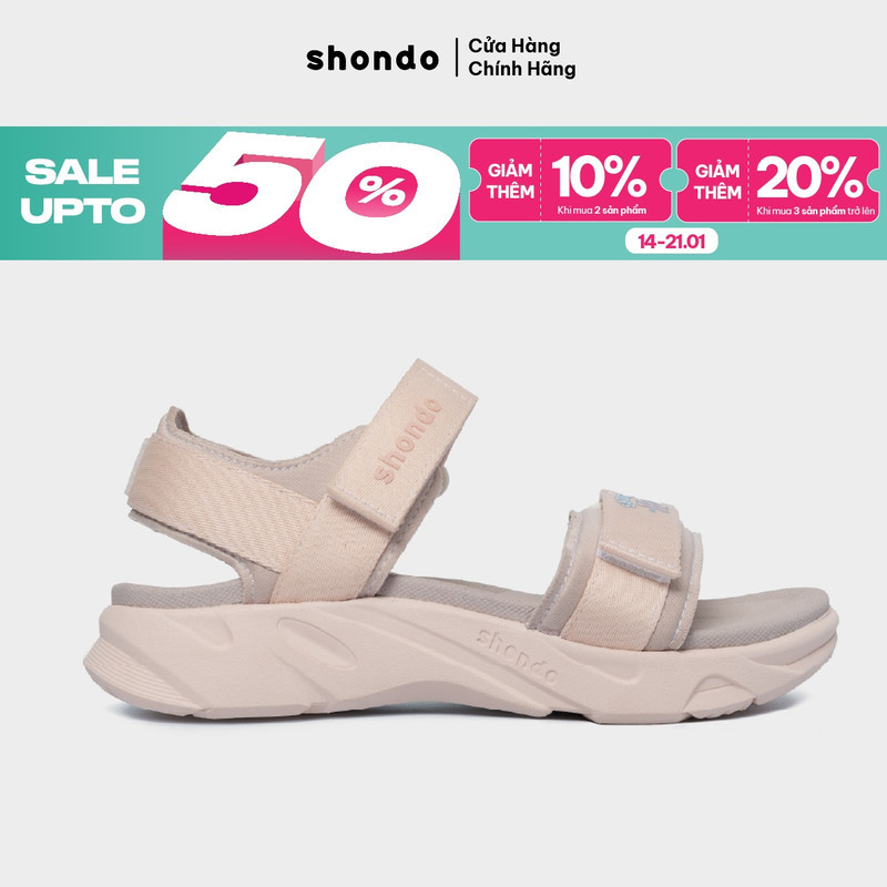Giày Sandal Nam Nữ Shondo Êm Chân, Bền F8 Màu Hồng F8M7070