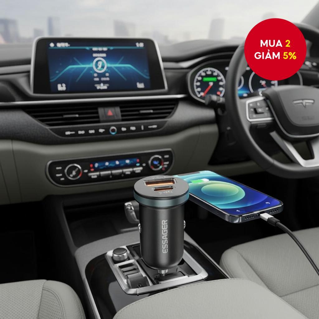 Essager PD30W Mini Bộ sạc ô tô USB A Type C Sạc nhanh cho iPhone Samsung Huawei PD QC 3.0