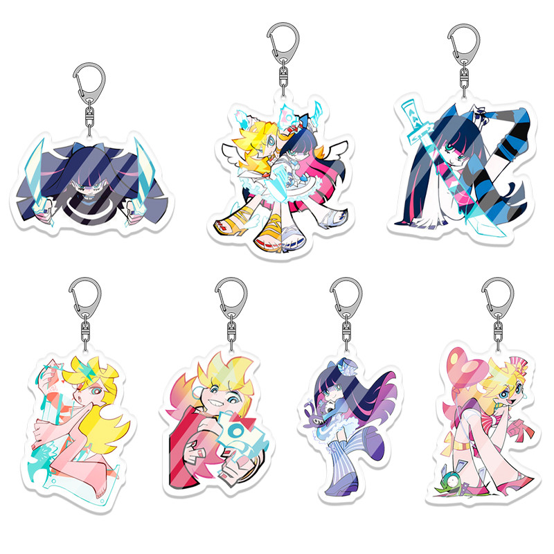 Anime New Panty Stocking With Garterbelt PSG SD Cute Kawaii Acrylic Keychain Keyring Strap Figure Ha