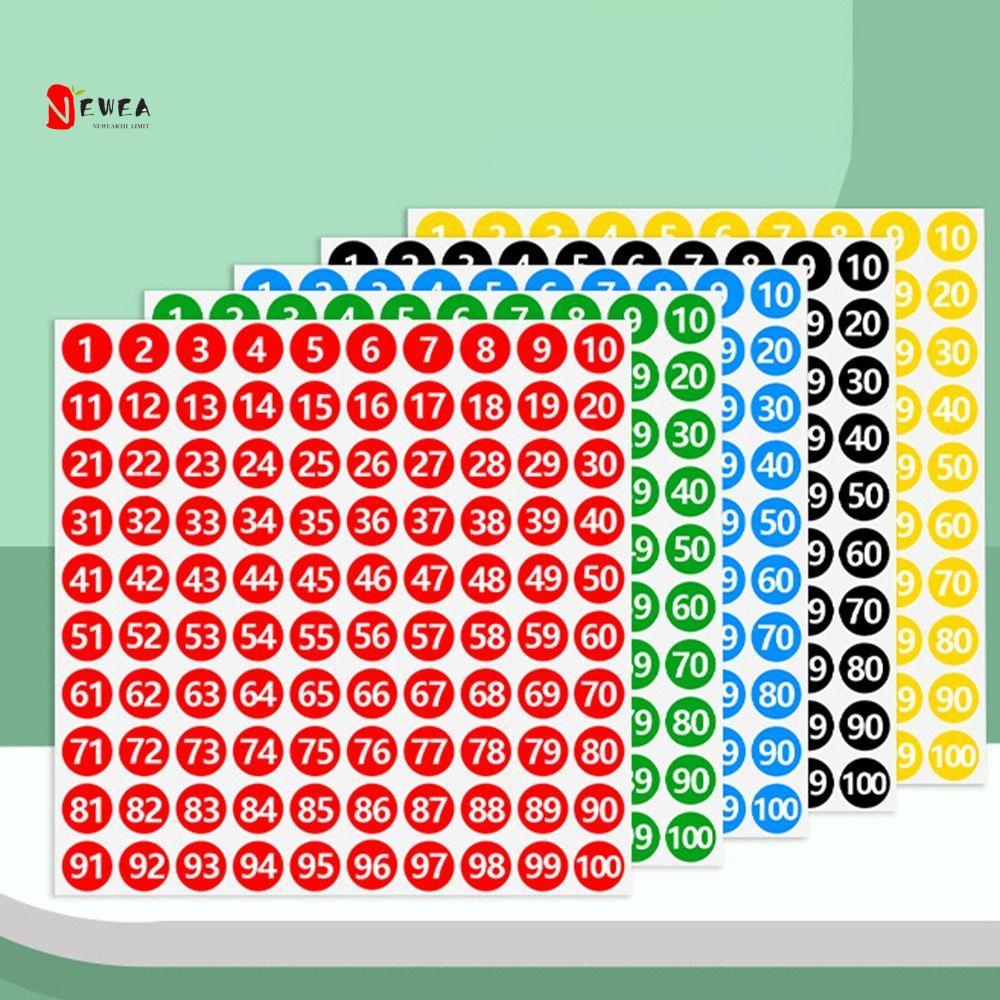 NEWEARTH LIMIT 100 tờ Nhãn dán số, Nhãn dán số liên tiếp tròn 10mm, Nhãn dán phân loại màu sơn móng 
