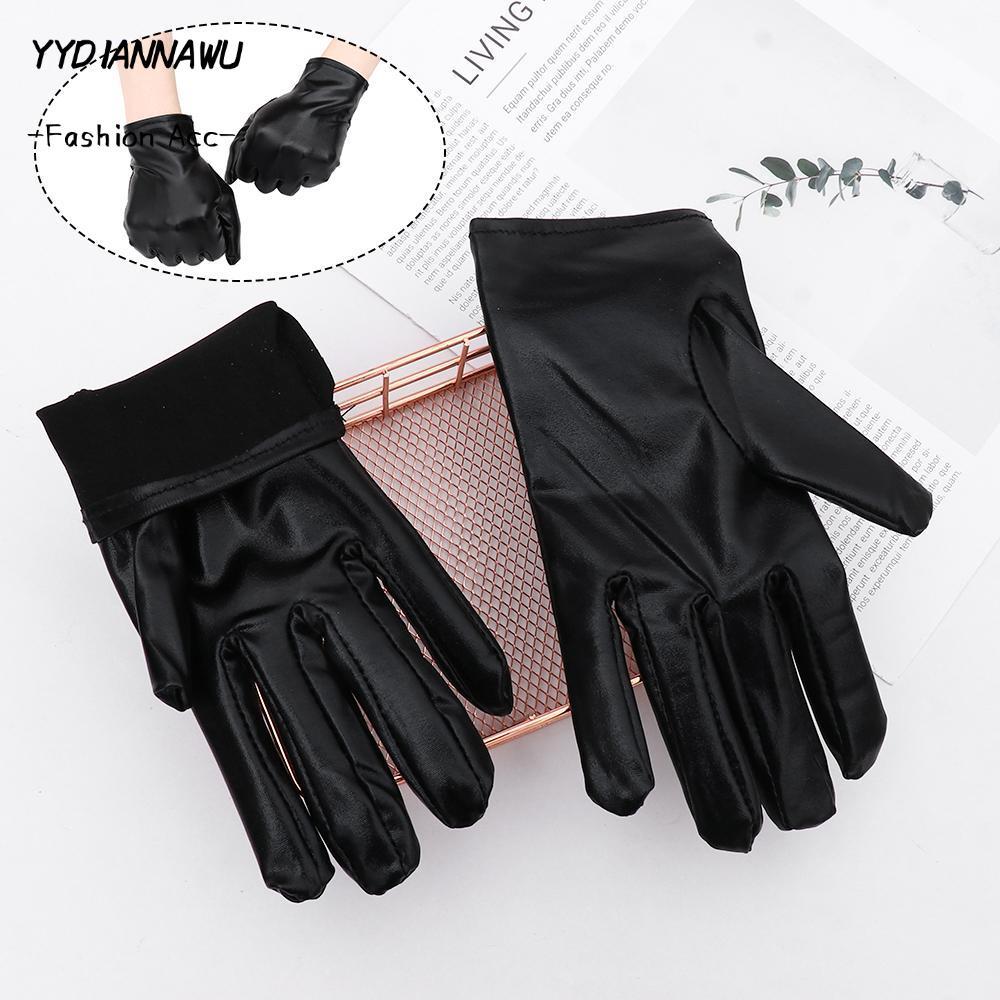 YYDIANNAWU Găng Tay Đen Gothic PU Mittens Gothic Punk Dress Up