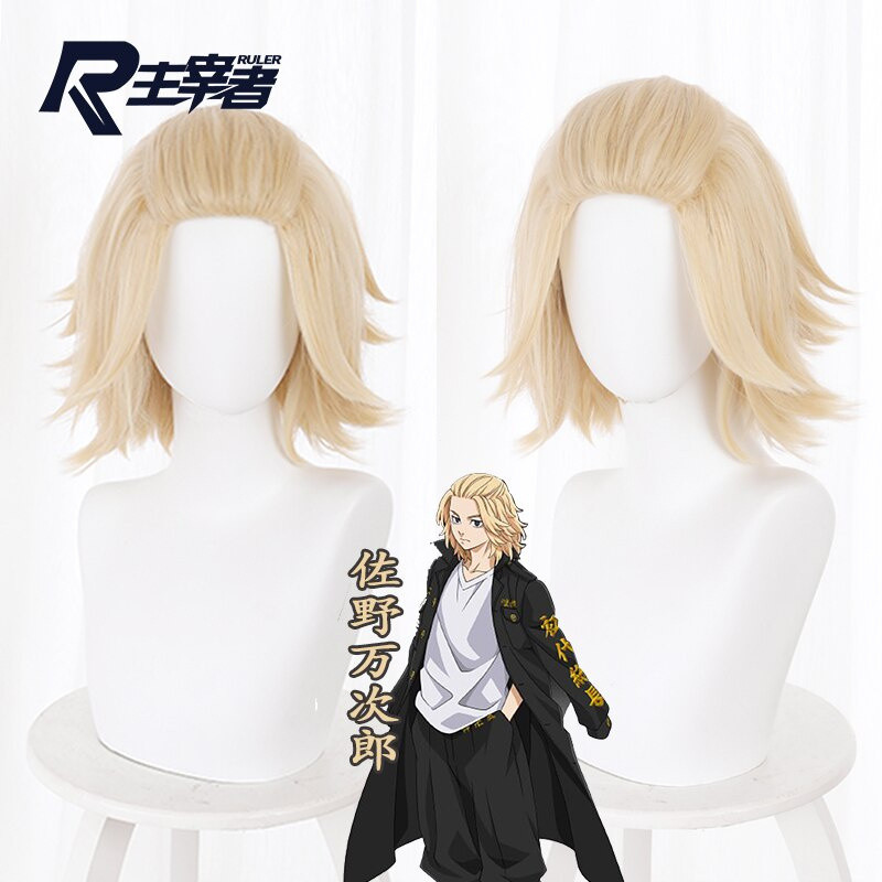 Anime Tokyo Revengers Sano Manjiro Cosplay Tóc Giả Mikey Light Blonde