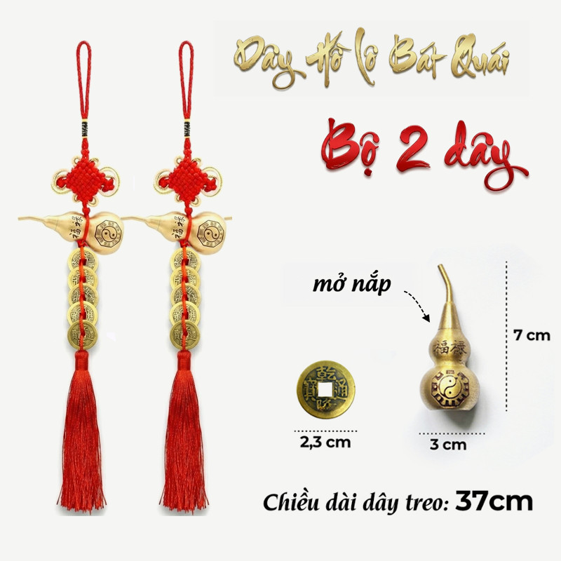 [2] Dây Treo Hồ Lô Bát Quái 5 Xu Ngũ Đế Đồng Phong Thủy Treo Tủ Thần Tài Cửa Nhà Chiêu Tài Lộc Trang Trí Tết Holo