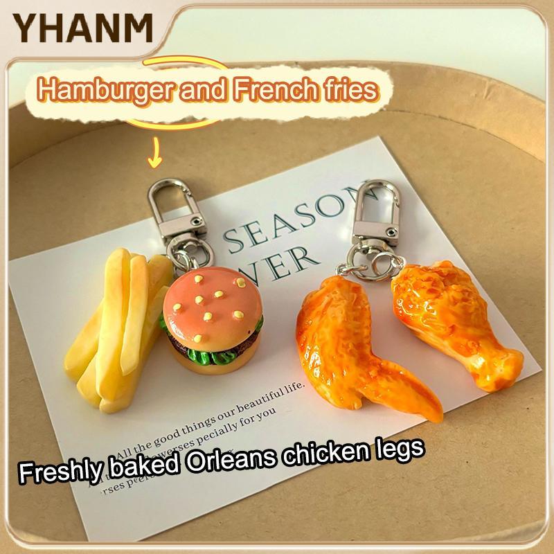 [YHANM] Dễ Thương Sandwich Chien Wings Chien Chân Khoai Tây Chiên Pháp Burger Mặt Dây Chuyền Móc Khó