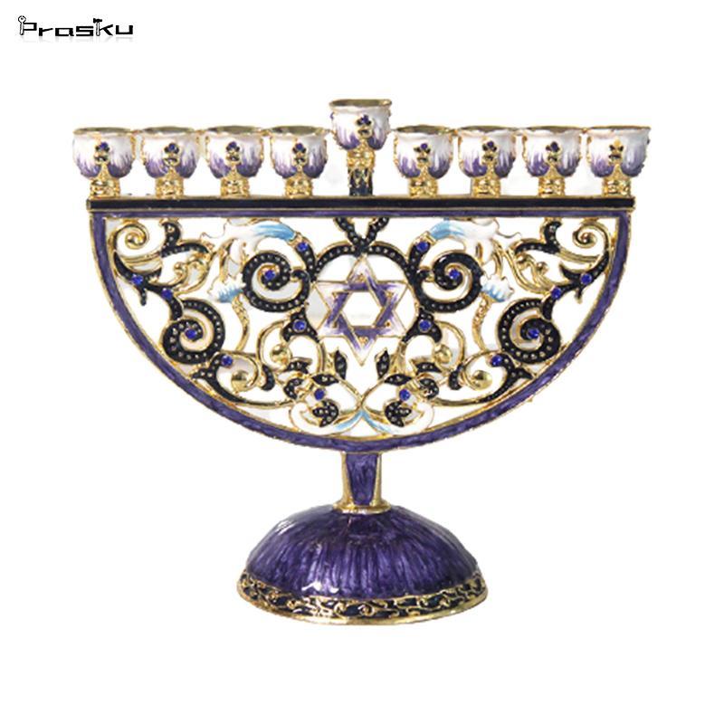 Vẽ Tay Menorah Candelabrum Tôn Giáo Bejeweled 9 Nhánh Chân Nến Đảng Bàn Trung Tâm Đồ Trang Trí
