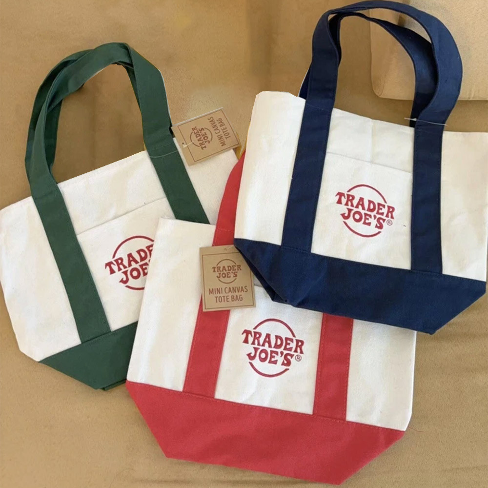 Trader Joe's Large Canvas Tote Fashion Embroidery Organizer Fashion Canvas Bags