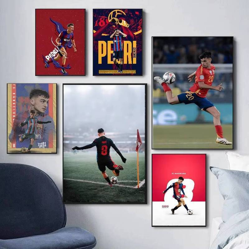 Bóng Đá Tây Ban Nha Ngôi Sao Pedri Canvas Tranh Bóng Đá Trận Đấu Chân Dung Người Hâm Mộ Bóng Đá Nghệ