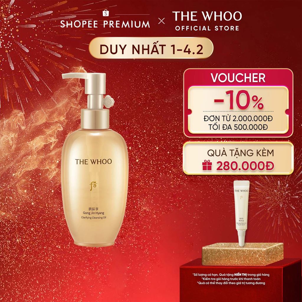 [THE WHOO OFFICIAL] Dầu tẩy trang THE WHOO Gong Jin Hyang Clarifiying Cleansing Oil 200ml