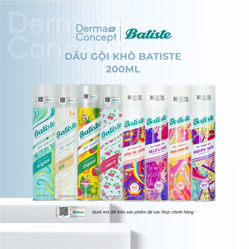 Dầu gội khô Batiste Dry Shampoo 50ml/ 200ml [Nhập Khẩu Chính Hãng]