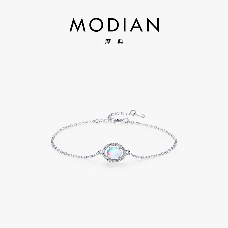 Original s925Sterling Silver Moonstone Light Luxury Design Bracelet Bracelet Women's Fashion Accesso