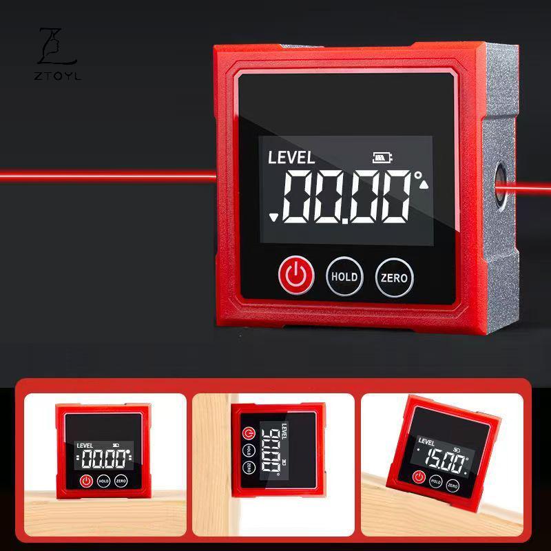 Ztoyl 360° Công cụ tìm góc kỹ thuật số từ tính với thước đo Laser điện tử Type-C Sạc LCD Công cụ đo 