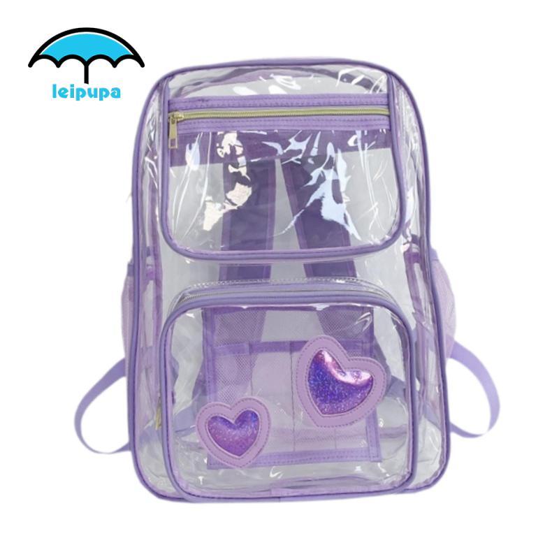 Ba Lô Trong Suốt Túi Bảo Quản Chống Thấm Nước Đi Học Túi Sách Ba Lô Trong Suốt PVC Cho Du Lịch Nữ Sinh Viên Cắm Trại Đại Học