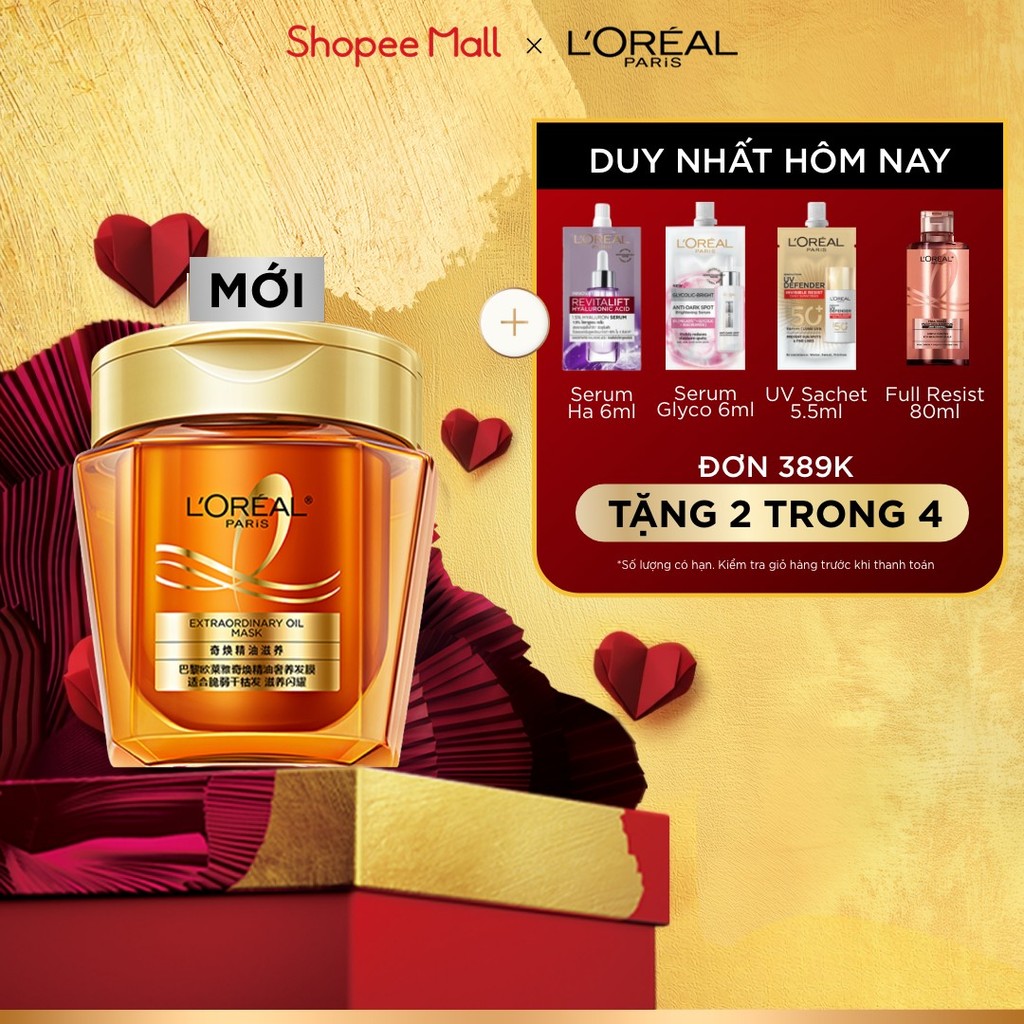[MỚI] Mặt nạ ủ tóc chuyên sâu gold peptide phục hồi hư tổn, suôn mượt tóc L’Oreal Paris Extraordinary Oil Mask 250ml