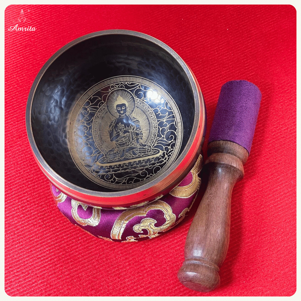 [Amrita]CXNP332 Chuông Xoay Nepal 11cm hoa văn Phật Dược Sư Lưu Ly Quang Như Lai-Chuông Mật Tông-Chu