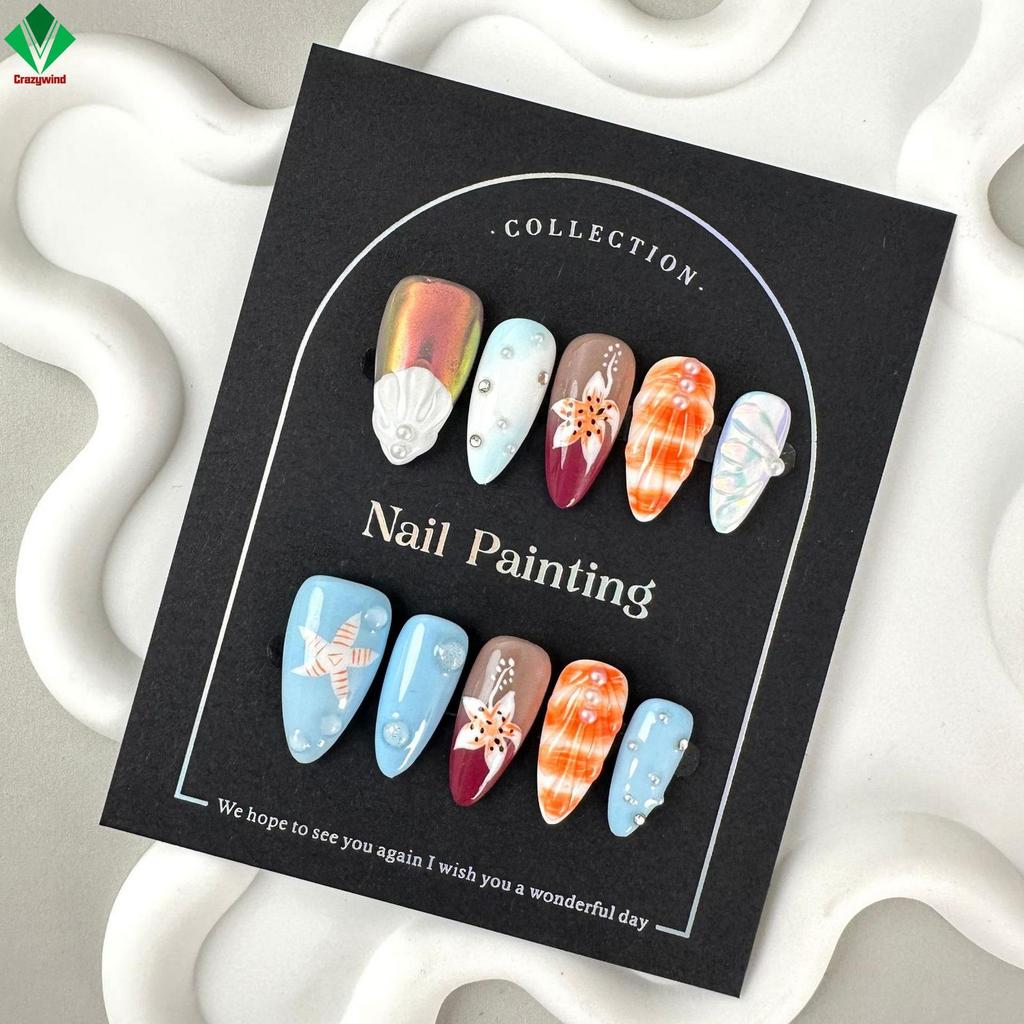 G001 Sunset Nail Tips 10 Cái Chất Liệu Tự Nhiên Nhẹ Thoải Mái Tiệc Cưới Sử Dụng