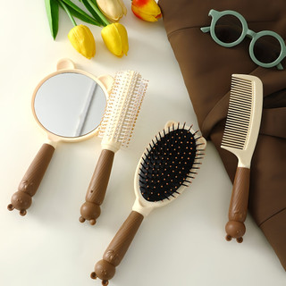 Set Lược 4 Món Cực Xinh - Bộ Gương Lược 4 Chiếc Siêu Dễ Thương,Tiện Lợi Lược Gỡ Rối,Chải Tóc
