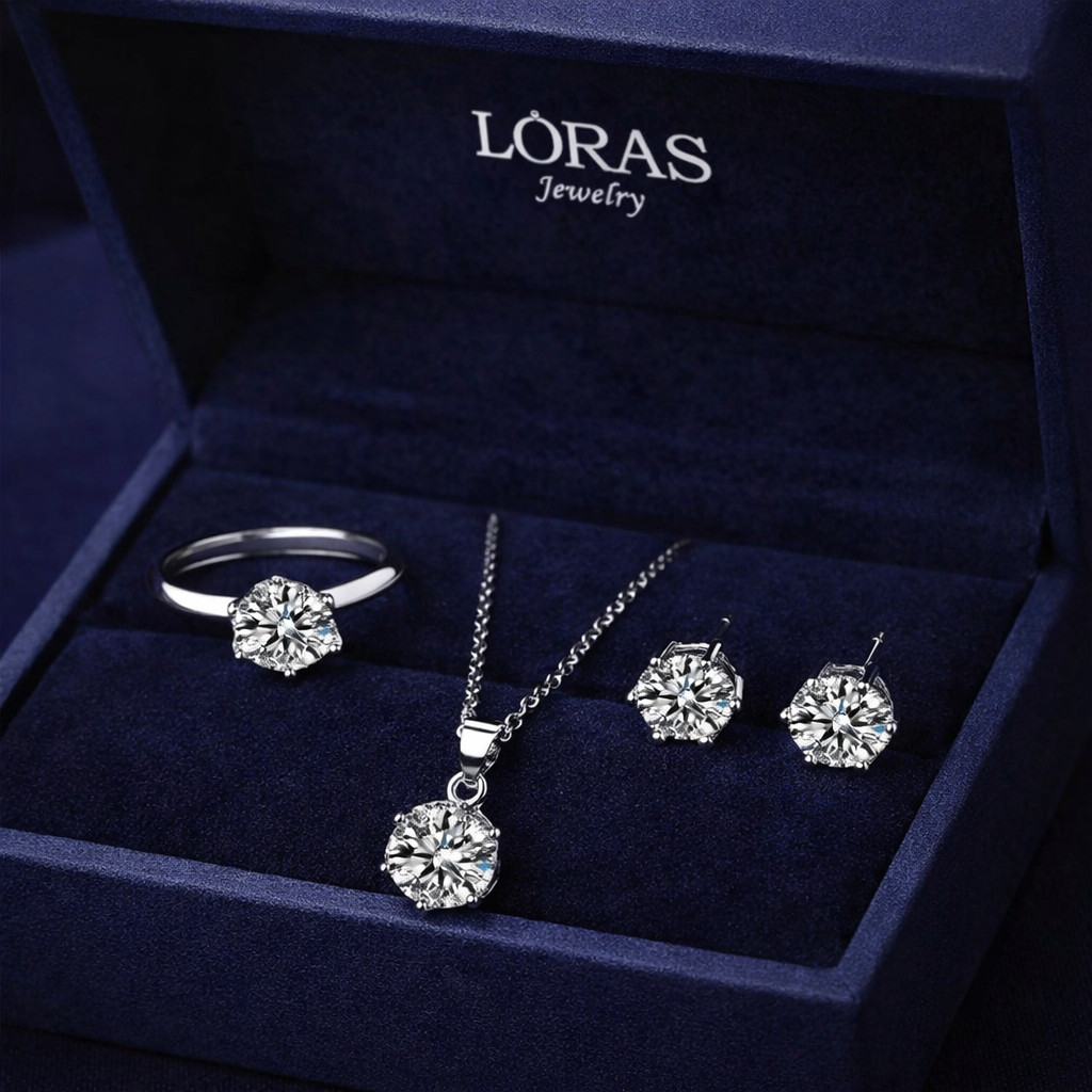 Combo phụ kiện  vòng cổ titan khong gỉ nhẫn titan không gỉ bông tai nữ combo  dây chuyền nhẫn lắc tay nữ đính đá LORAS 1