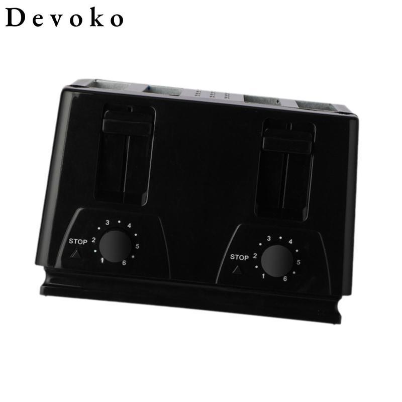 Máy nướng bánh mì đếm 4 lát Bảng điều khiển độc lập đôi tự động Máy làm bánh mì bằng thép không gỉ có thể điều chỉnh cho bánh quế