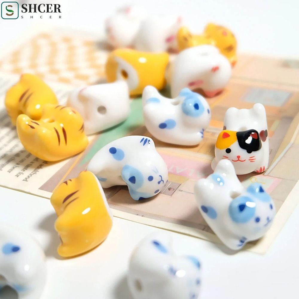 ASHCER Gốm Calico Cat Hạt, Kitty Cat Gừng Cat Hạt, Thời Trang Làm Vòng Tay Phong Cách Nhật Bản Vòng 